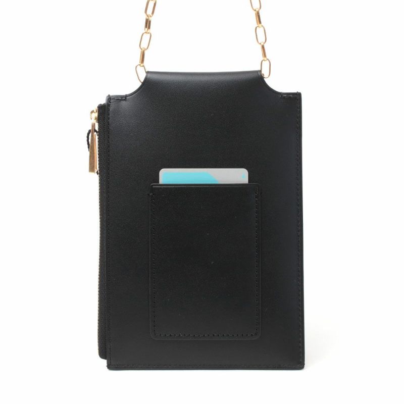 ORSETTO ブラック スマホショルダーバッグ ORSETTO スマホショルダー チェーンストラップ COLLANA