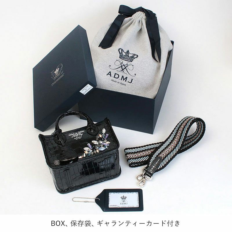 le'a A.D.M.J クロコ型押し 2WAY マイクロミニ ADMJ マイクロミニトート 2WAY クロコダイルxクリスタルガラス