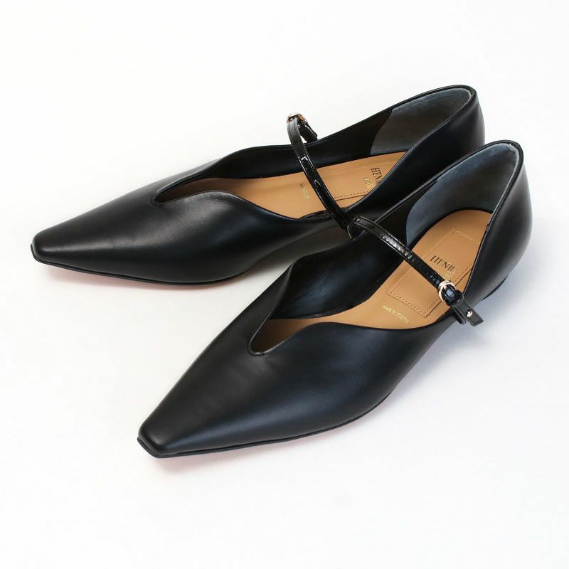 HENRI EN VARGO エナメル　パンプス Kate black enamel メリージェーン ポインテッド パンプス