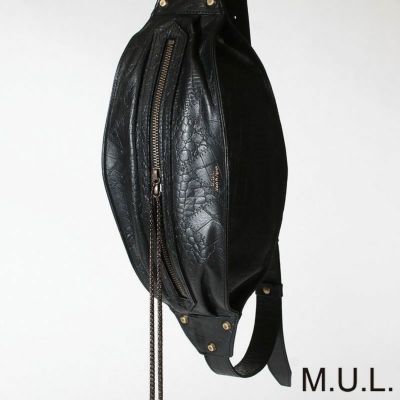 【新品未使用】MUL ラウンドポーチ ブラック クロコダイル型押し n2958_c3.jpg