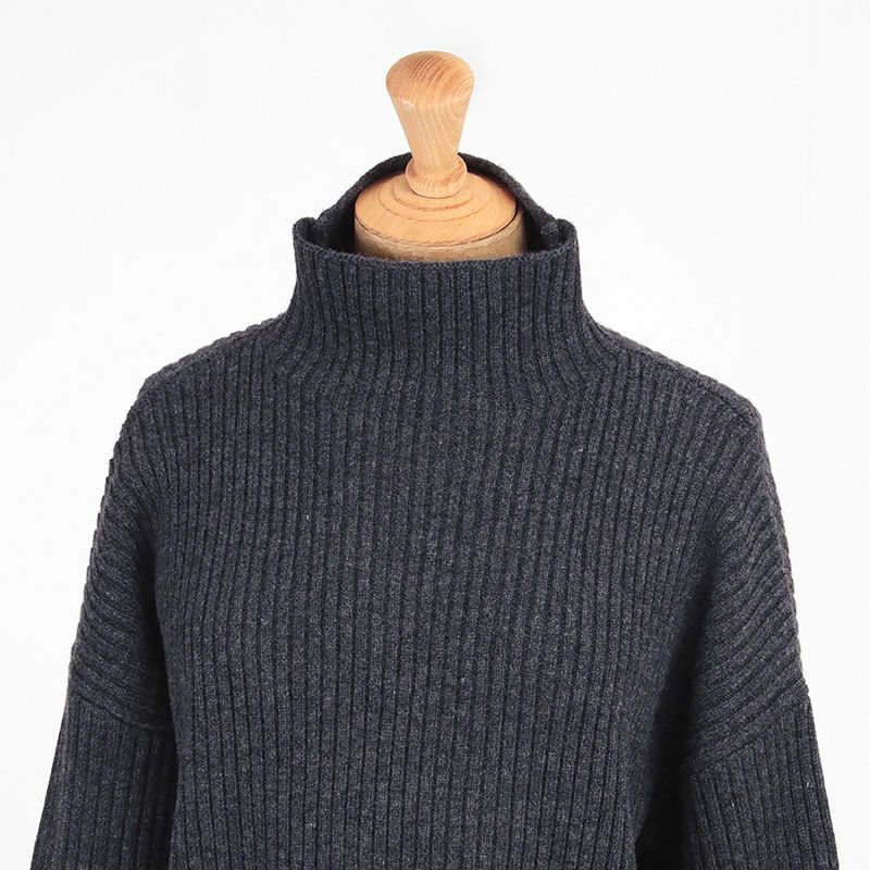 SACRA サクラ BOILED LAMBWOOL RIB TOP ラムウール リブニットプル