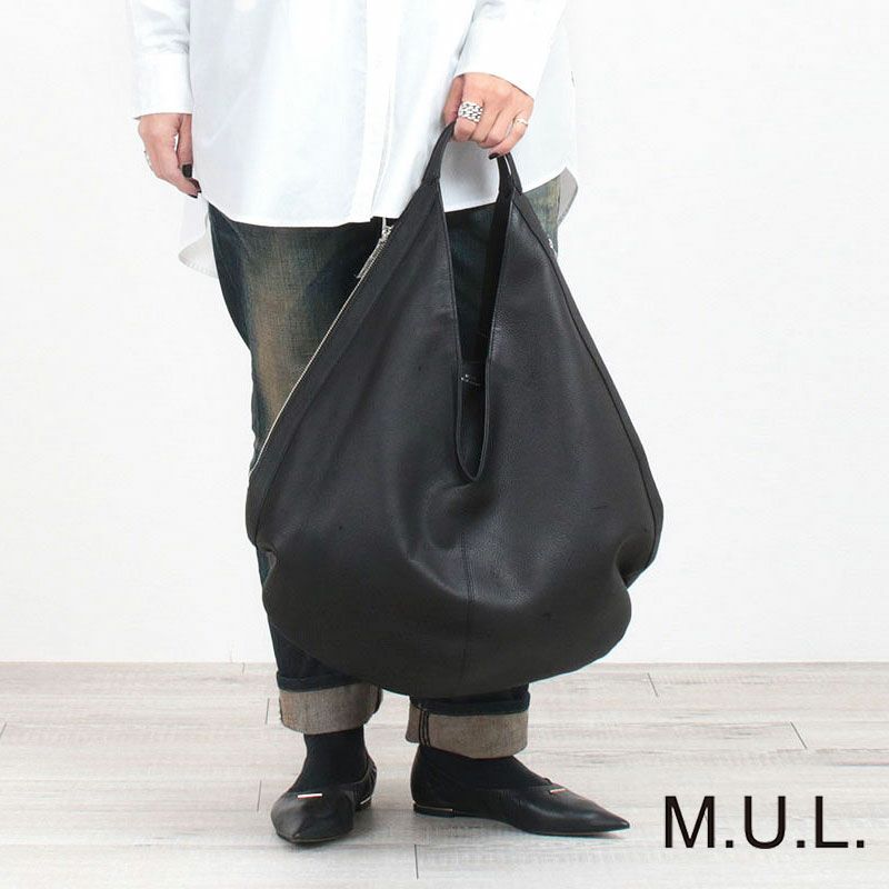 M.U.L. エムユーエル バーティカルトート ソフトダメージオイルレザー ブラック MUL-101 | jolisac