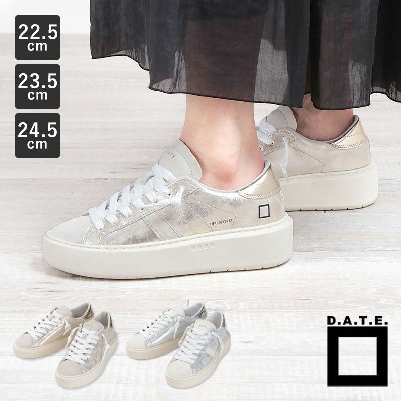 送料関税込【D.A.T.E.】HILL LOW PLATFORM カーフ スニーカー デイトのローカットスニーカー HILL LOW PLATFORM CALF | 送料