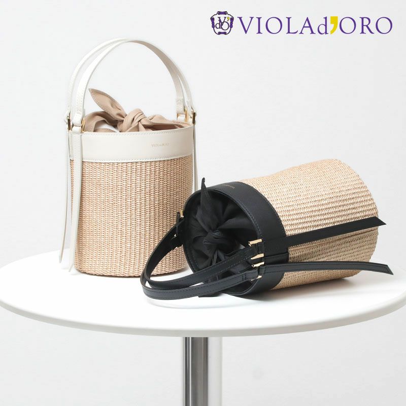 VIOLAd'ORO ヴィオラドーロ ラフィアシート バケツバッグ SANDRO