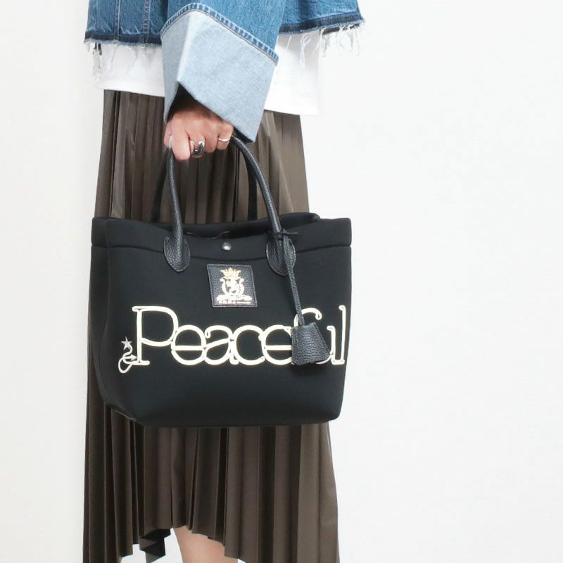 ADMJ マジックライト コード刺繍PEACEFULトート 25cm 26AW01033