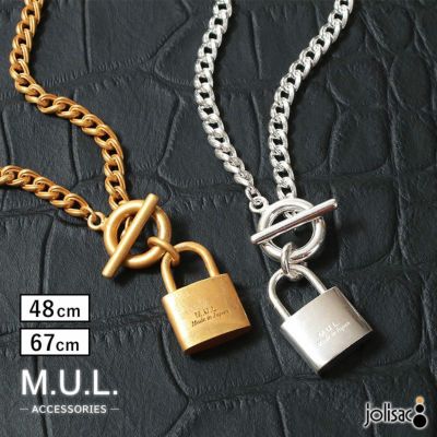 M.U.L. エムユーエル Vチェーン南京錠マンテルネックレス 48/67cm MULA