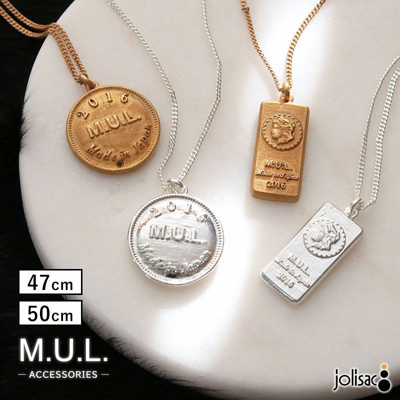 M.U.L. エムユーエル Kチェーンネックレス スクエア45/コイン48 MULA
