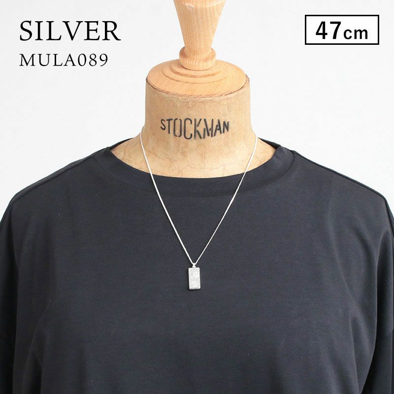 M.U.L チェーンネックレス 48cm マットグレー M.U.L. エムユーエル Kチェーンネックレス スクエア45/コイン48 MULA